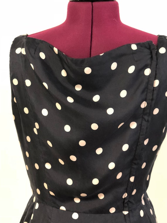 Vintage 1950's Dress // 50s Black and White Polka… - image 6