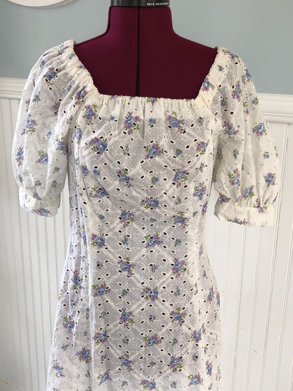 1970s floral eyelet summer dress