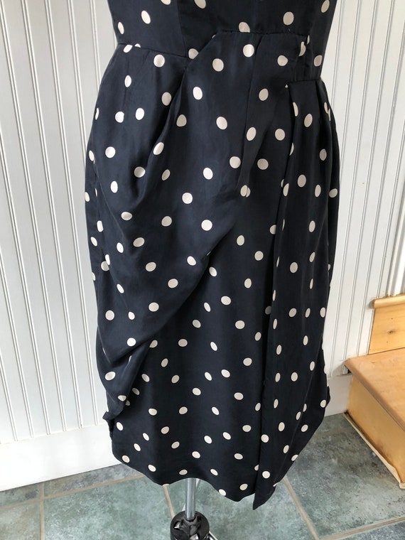 Vintage 1950's Dress // 50s Black and White Polka… - image 3