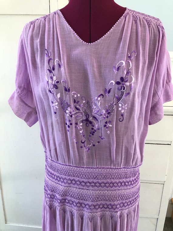 1920s 20s 1930s 30s Vintage Hungarian Smocked Gauz