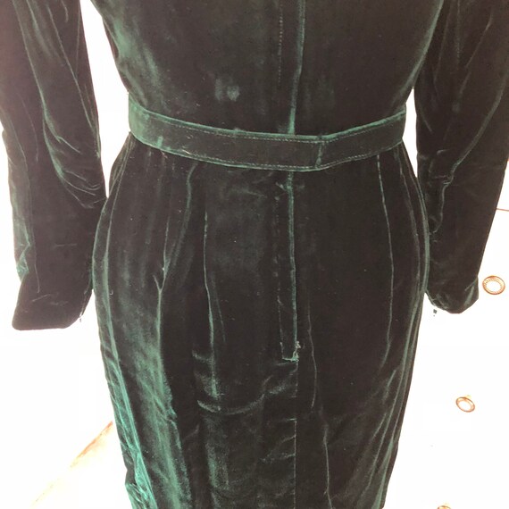 1960's Vintage Green Velvet Long Sleeved Cocktail… - image 5