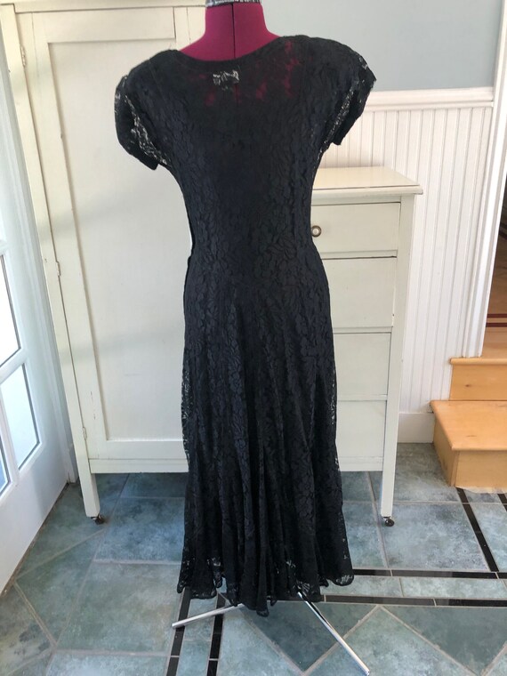 Vintage Black Lace Dress 90s does 30s dress Nosta… - image 4