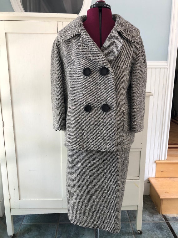 Lilli Ann Suit | 60s Grey Wool Tweed Suit Jacket &