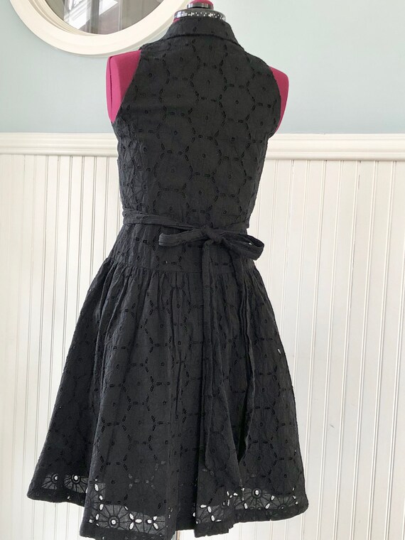 Vintage Black Wrap Cotton Eyelet Dress - image 4