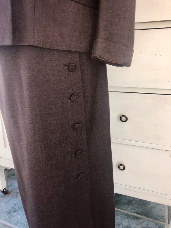 Vintage 1940s Suit - Sharp Cool Brown Wool Post W… - image 4