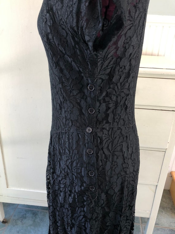 Vintage Black Lace Dress 90s does 30s dress Nosta… - image 6