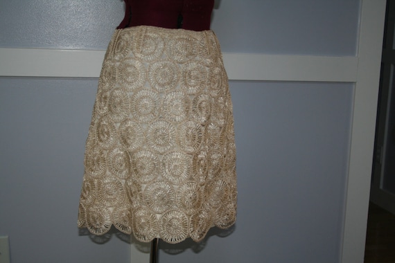 Beautiful Raffia Lace Skirt Cream XS S 1960s 60s