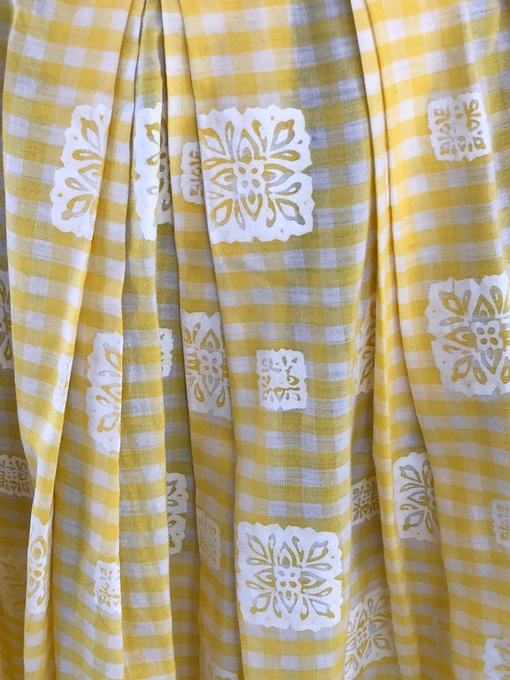 Vintage 50s Gingham Skirt / 1950s Yellow Gingham … - image 4