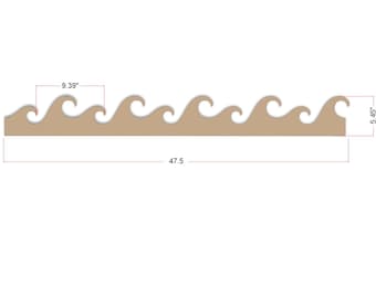 3-Pack of Wooden Wave Crest Molding Trim - Unfinished MDF Wood