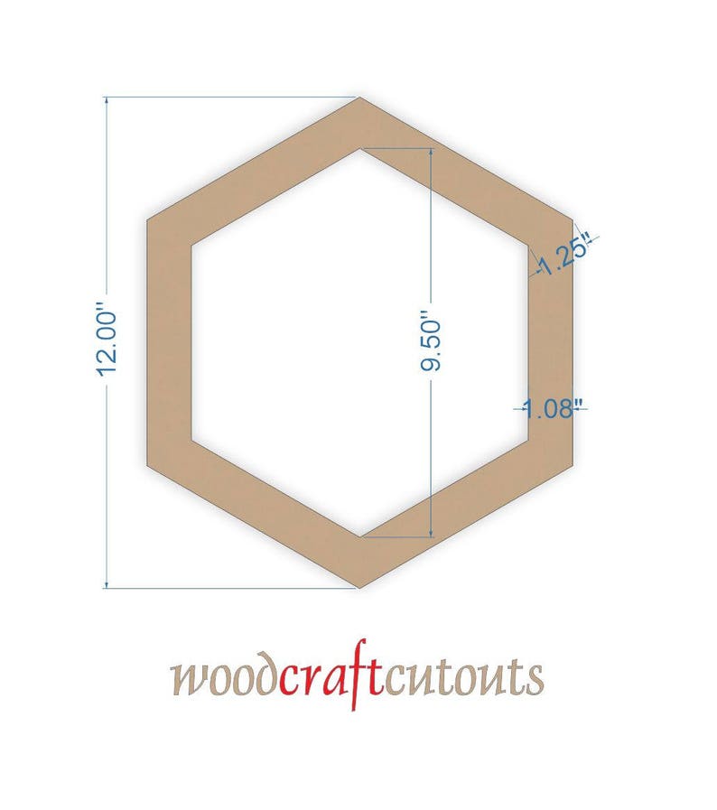 Wooden Hexagon Frame Cutout Shape 1/4 thick MDF Wood Etsy