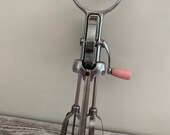 Vintage Retro Hand Mixer Flint Ecko Best Pink Handled Stainless Steel Country Farmhouse Camping Cabin Lake RV Antique Kitchen Utensil