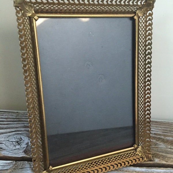 Vintage Gold Ornate Metal Picture Frame, 8 1/4" x 6 1/4", Wedding Frame