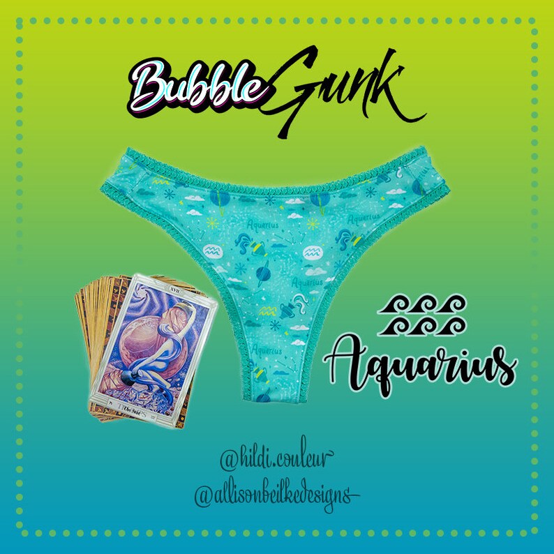Zodiac Astrology Underwear Aquarius Zodiac Sign Panties Thong Green