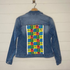 Jean jacket kids XL Queen Band upcycled