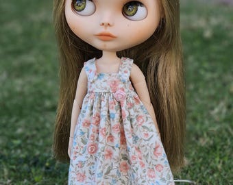Blythe Doll Pink and Blue Floral Summer Dress