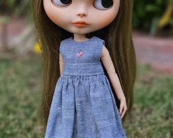 Blythe Doll Blue Linen Dress