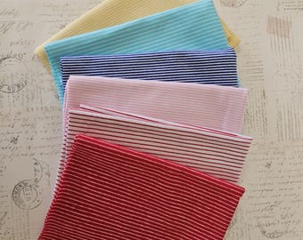 Lot of 6 Tiny Striped Stretch Fabric for Doll Clothes Blythe BJD