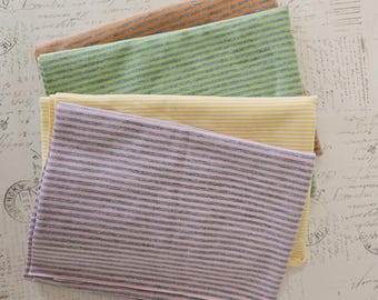 Lot of 4 Tiny Striped Stretch Fabric for Doll Clothes Blythe BJD