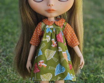 Blythe Doll Orange Floral Baby Doll Dress