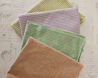 Lot of 4 Tiny Striped Stretch Fabric for Doll Clothes Blythe BJD