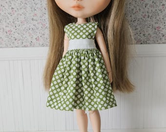 Blythe Doll Green Polka Dot Dress