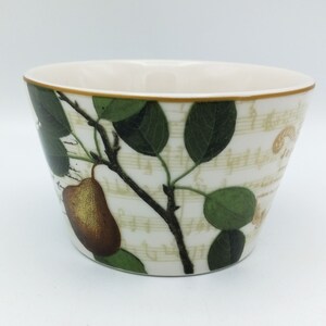 Small Holiday Porcelain All Purpose Bowl - 222 Fifth PTS International &quot;Noella&quot; Bowl - &quot;Joyeux Noel&quot; Bowl with Pear Tree Joyeux Noel Words