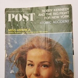 Saturday Evening Post Magazine, November 6, 1965 - Miss America, RF Kennedy, News and Fiction, 1960s CarAdvertisements