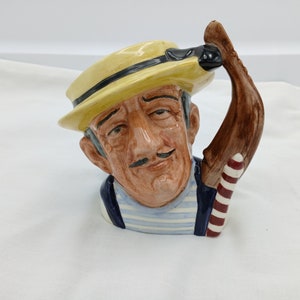 Royal Doulton, The Gondolier, 4&quot; Tall Toby Jug Mug Pitcher, Collectible Douton Character Figure Jug,  Small Gondolier Character Pitcher Jug