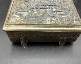 専用/神社/小物類 Antique Japanese Pagoda Footed Trinket Box, Brass Over Pot