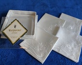Waterford Linen Cocktail Napkins - Seahorse Embroidery - Gift Set of Four White Embroidered Cocktail Napkins