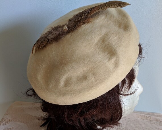 Pillbox Hat Beret - Party Headwear, 1950s Vintage Hat, Perch  display picture 1