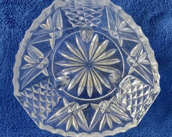 Vintage Cut Crystal Divided Serving Platter Tray & Bowl Clear  Vintage Cut Glass Crystal Style Serving Dish Lot Bowl Tray Candy Dish 3 Pcs main image 1
