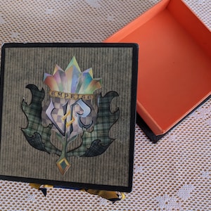 Sturdy Box Lined and Hand Embellished with Paper, Ribbons, and Decal - Traveler&#39;s Souvenir Box, Chivalry and Adventure Keepsake Box