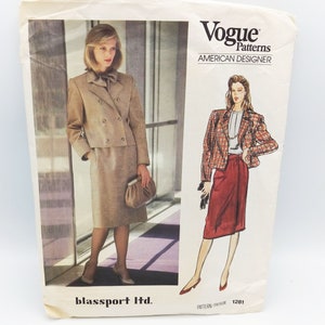 Vogue American Designer Pattern No 1281 Size 12 - Blassport Ltd. Skirt and Jacket Pattern - Misses Size 12  Designer Suit Pattern