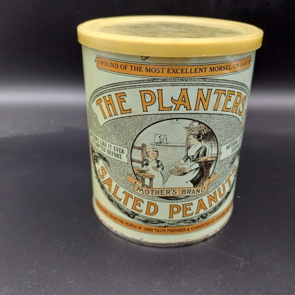 Planters Salted Peanuts Vintage Metal Tin, 1981 Advertising Tin Replica of 1906 Tin, 75th Anniversary Planters Peanuts Tin, Collectible Tin