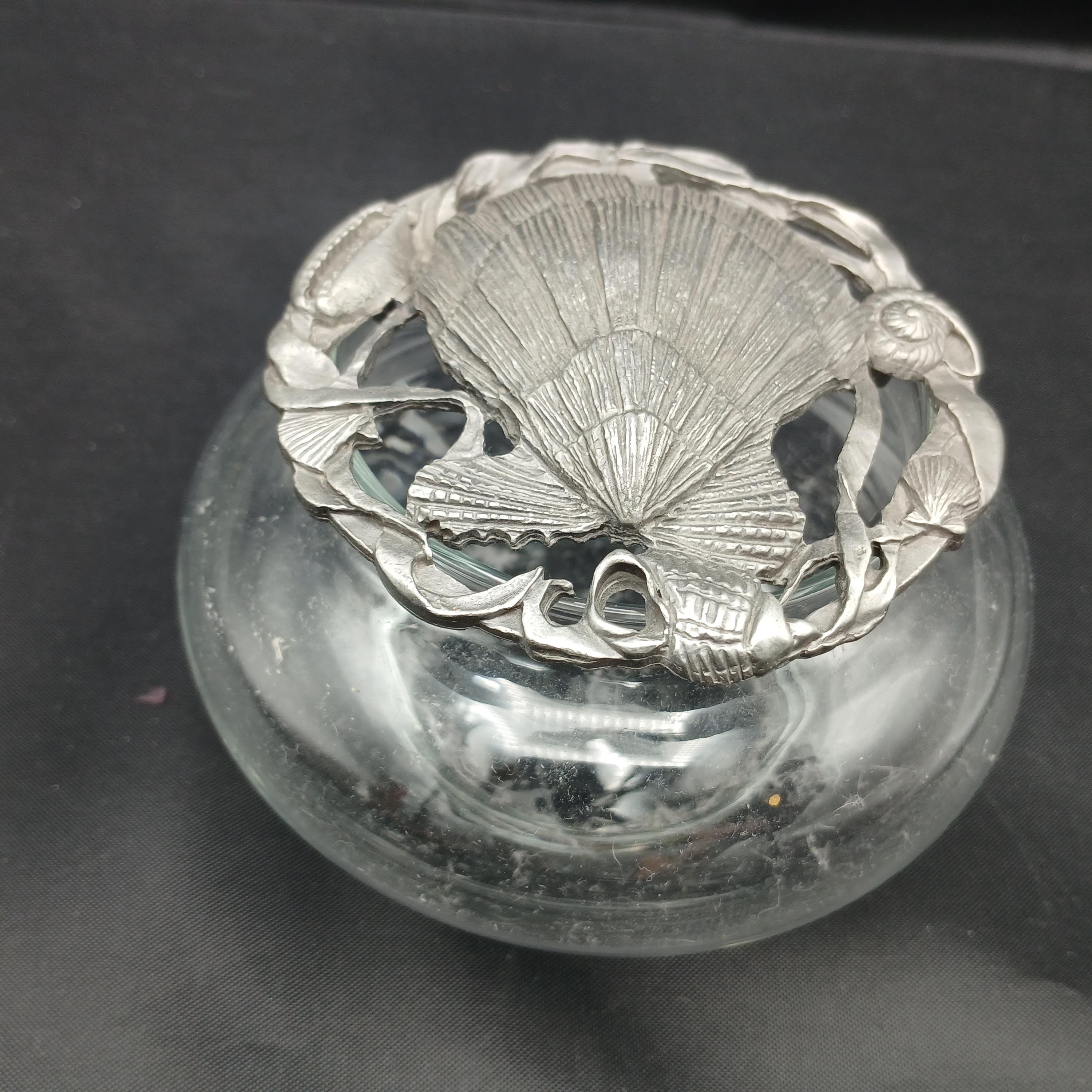 1990 Rawcliffe Pewter Scallop Trinket Dish: Vintage Glass