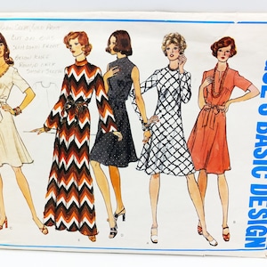 Vogue Basic Design Dress Pattern No 1030 Size 10 - Easy Fit Flared Skirt Dress, Various Sleeve  Neck Options - Misses Size 10 Vogue Pattern