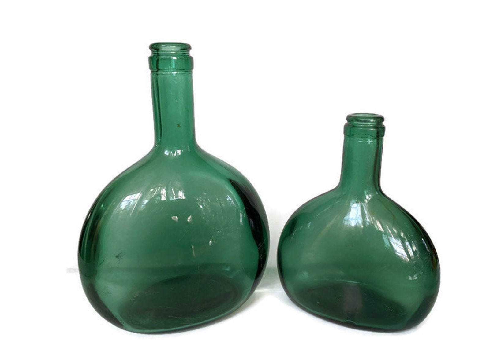 Two Antique Dark Green Bottles Liquor or Wine Bottles from Etsy