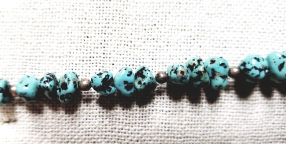 Turquoise Nugget Bracelet with Sterling Silver Be… - image 2