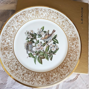 Grive des bois, assiette vintage Lenox Collector, Boehm Birds by Lenox, Art by Edward M. Boehm, Daté 1970