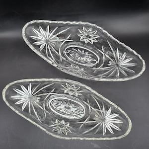 Boat Relish Dish Prescut Clear by ANCHOR HOCKING - Clear Olive and Pickle or Candy Dish, Condiment Serving Dish, Mid Century Serving Dish