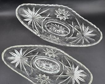 Boat Relish Dish Prescut Clear by ANCHOR HOCKING - Clear Olive and Pickle or Candy Dish, Condiment Serving Dish, Mid Century Serving Dish