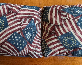 Vintage Bicentennial Pillows with Inserts - Early Americana Home Décor - Rustic, Farmhouse Décor - Patriotic Home Old Flag Pillows