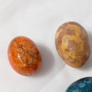 Alabaster Marbleized Collectible Eggs - 2 Available - Choose Orange or Brown/Gold - Easter Décor - Collectible Eggs - Italian Marble Eggs