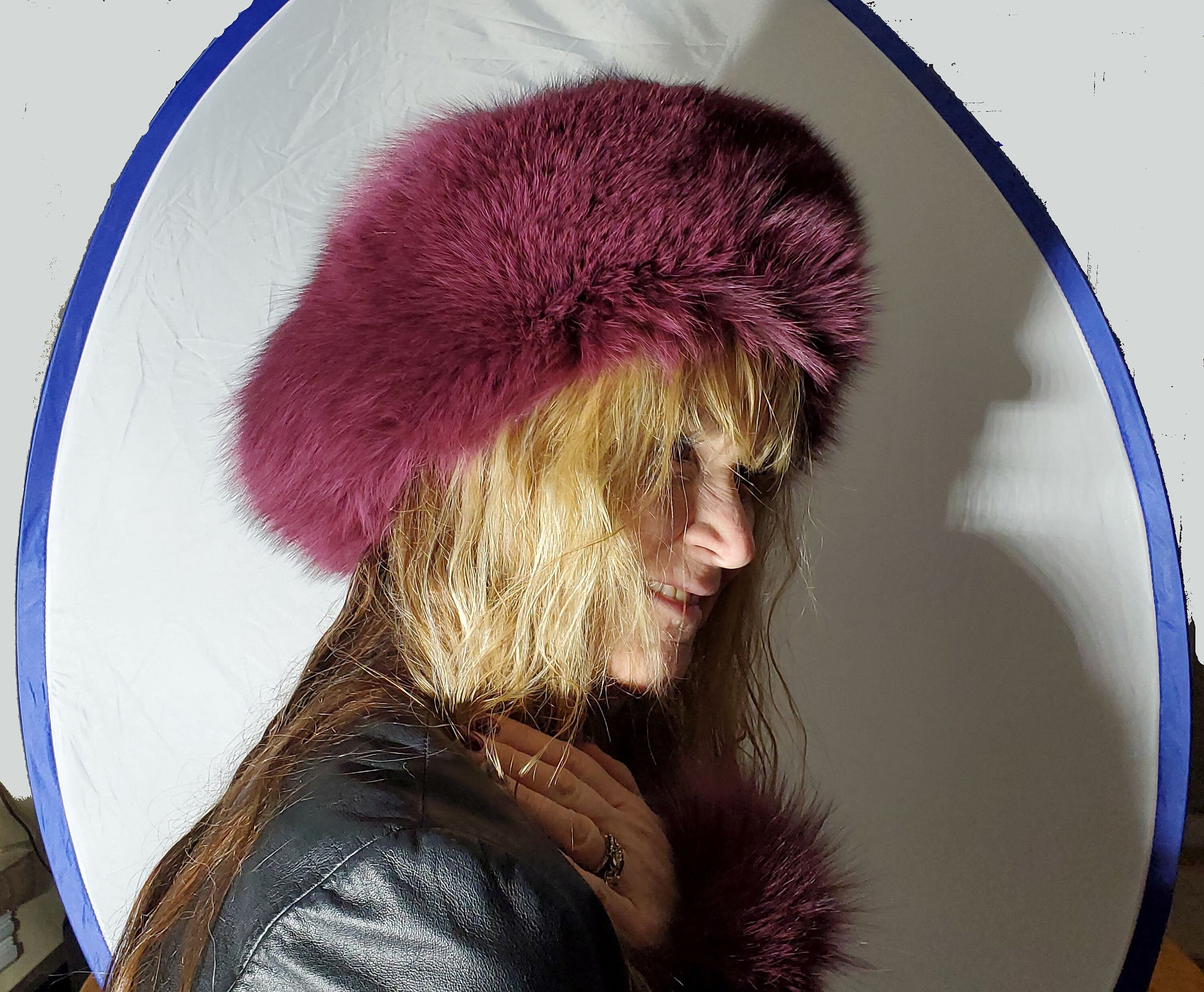 Gorgeous ? Real Dyed Ox Blood Fox Luxurious Hat Never Used Red Velvet Hat - Etsy main image 2