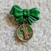 St. Patrick Brooch With Medal - St. Patrick's Day Pin - Green Bow Pin With Medal