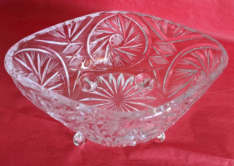 Vintage Lead Crystal Relish Dish Mid Century or Earlier Glass Etsy
