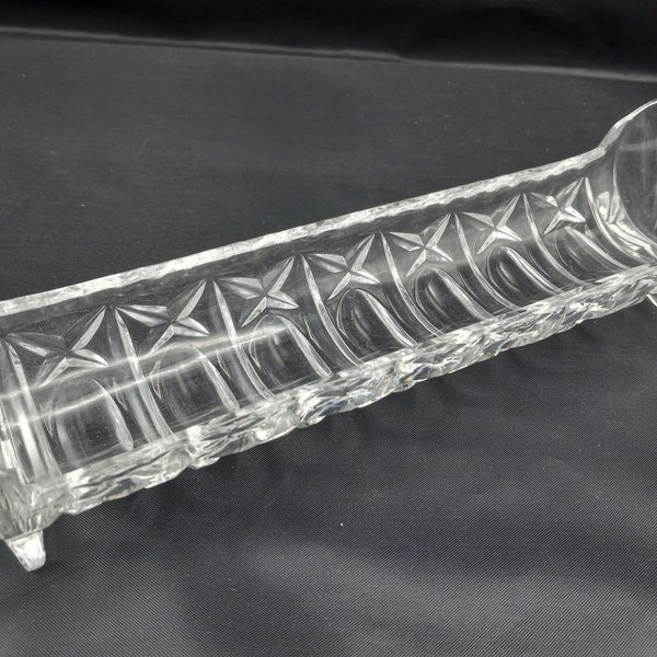 Zeer zeldzame Clear Crystal Sugar Cube Server - Gebruik ook voor pepermuntjes, kleine crackers, koekjes of meringues - Ongebruikelijke elegante vintage serveerschotel