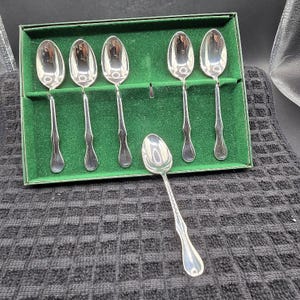 Boxed Set of Six KIRK STIEFF Silverplate Demitasse Spoons - Vintage Demitasse Spoons - Silverplate Gift -