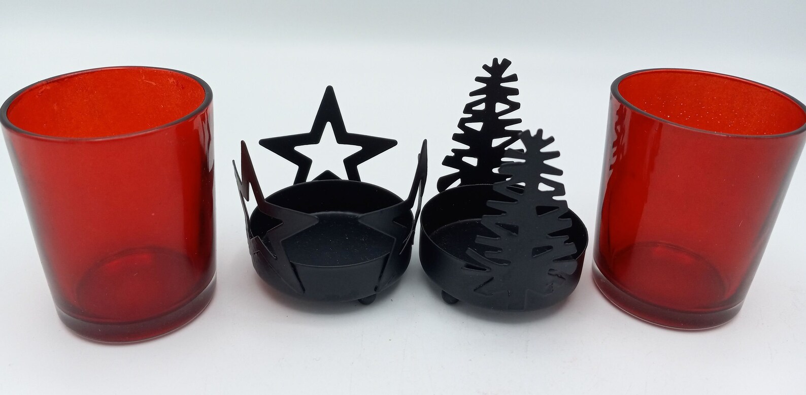 Christmas Votive Candle Holders Set of 4 Glass and Wrought Etsy